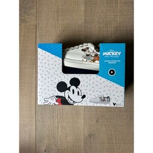Disney Mickey and Friends Women Sneakers Mickey Minnie Mouse White Silver Size 9